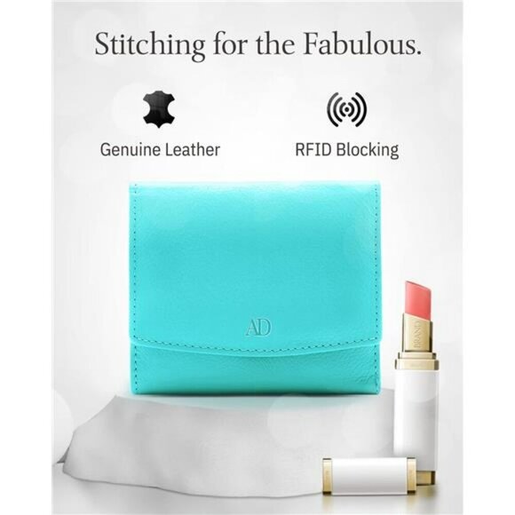 Leather Wallet for Women Small RFID Blocking Compact Card Holder Coin Purse Gift - Picture 2 of 7